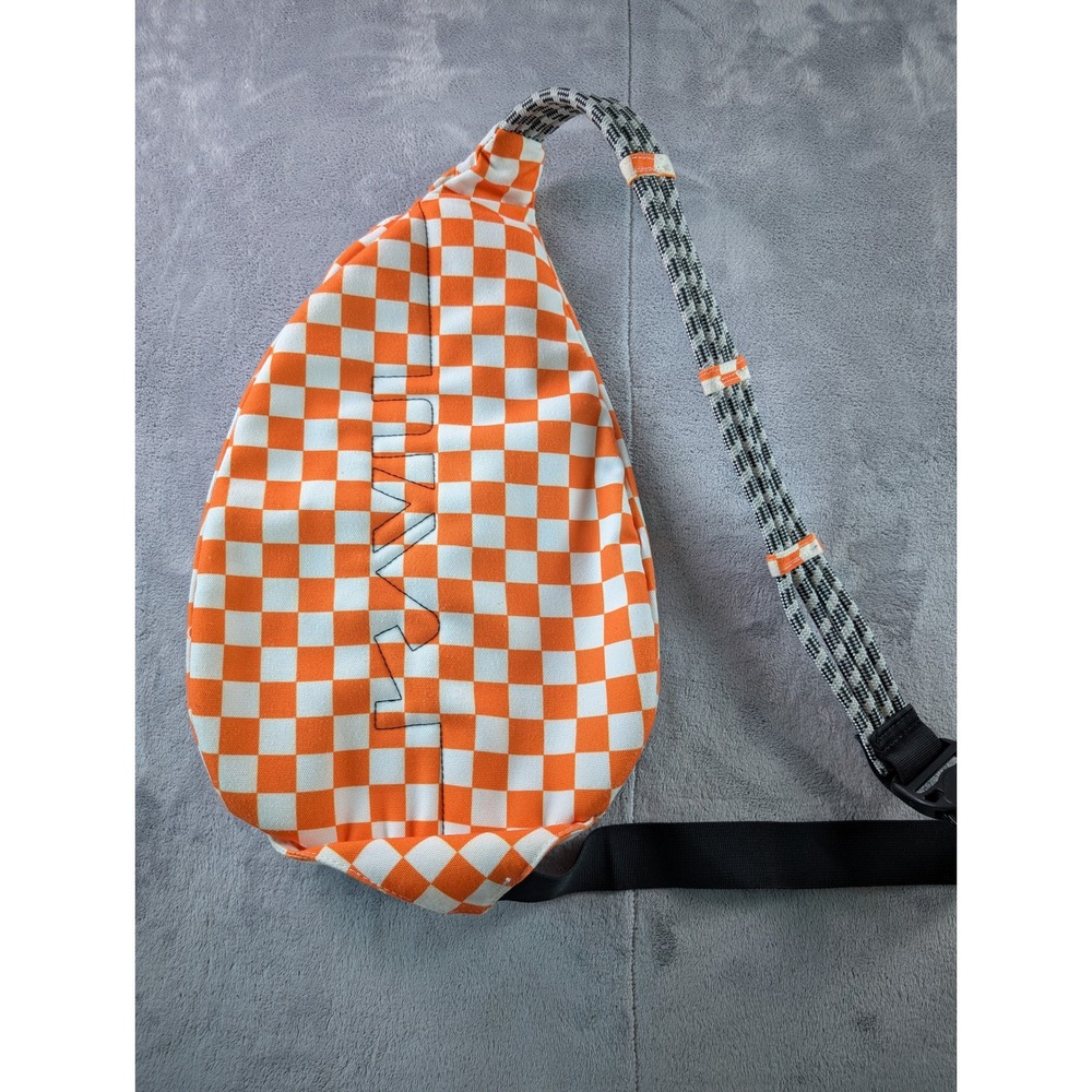 Kavu Rope Bag Orange White Checkered Canvas Sling Crossbody Backpack - Picture 3 of 6